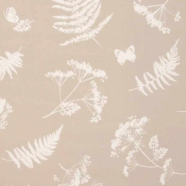Moorland Fabric - Taupe by brown botanical cotton fabric from Studio G