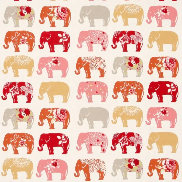 Elephants Fabric - Spice by orange animal cotton fabric from Studio G