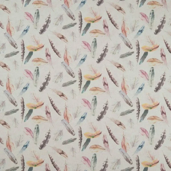 Feather Fabric - Linen by multicolour animal printed fabric from Studio G
