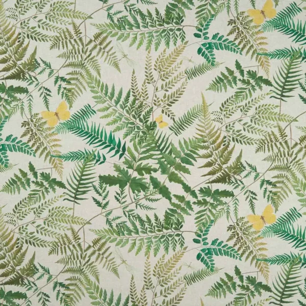 Fern Glade Fabric - Linen by green botanical printed fabric from Studio G