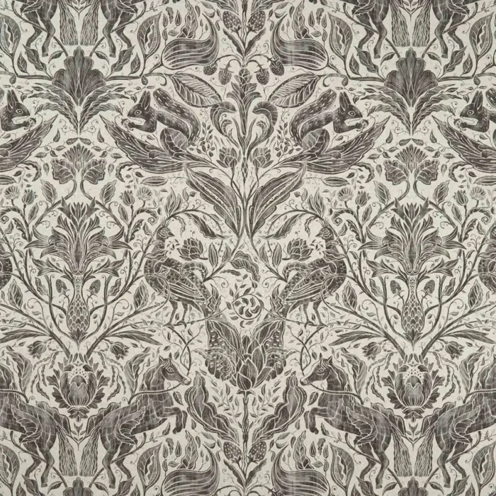 Forest Trail Fabric - Charcoal / Cream swatch