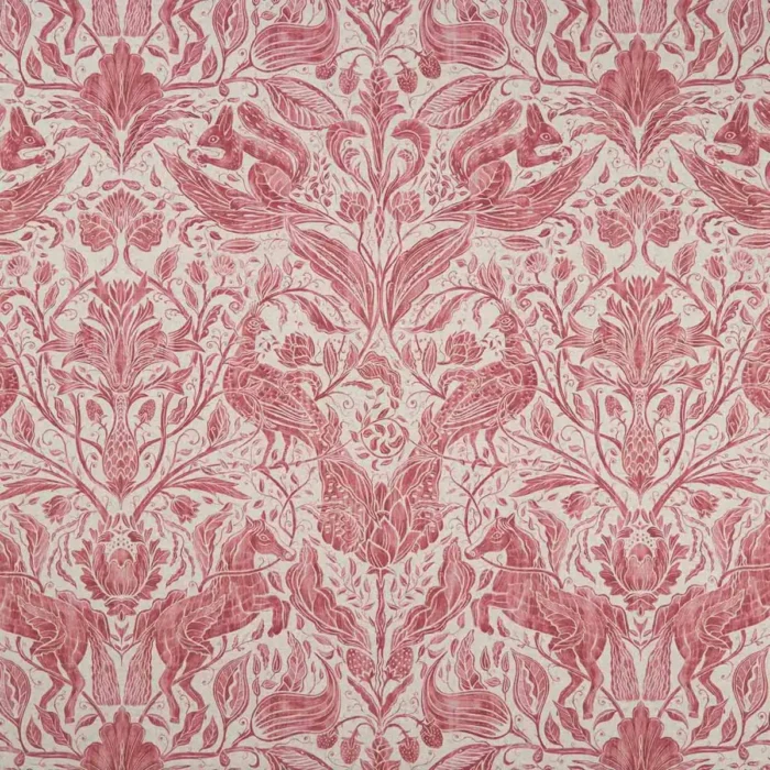 Forest Trail Fabric - Raspberry / Cream swatch