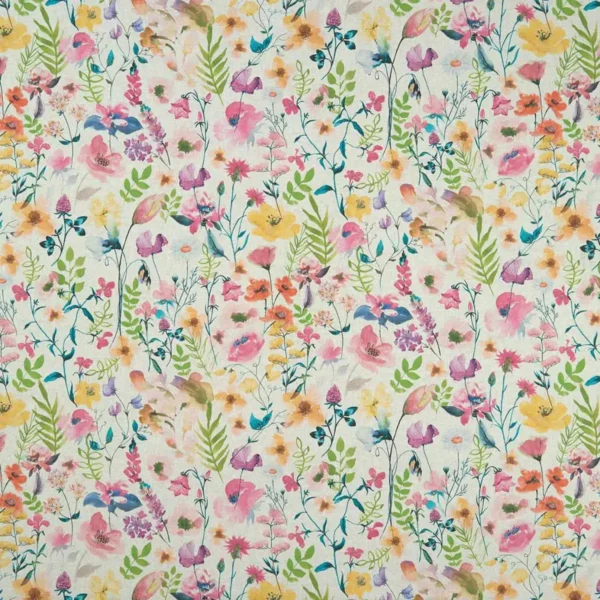 Lolita Fabric - Summer / Linen by multicolour botanical printed fabric from Studio G