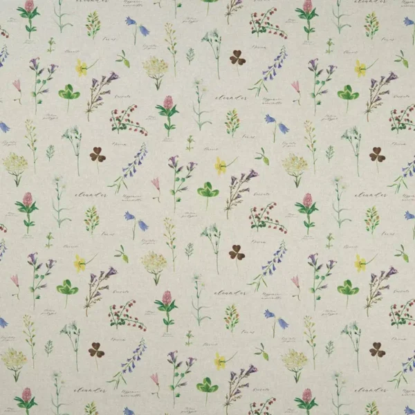 Nerium Fabric - Linen by multicolour botanical printed fabric from Studio G