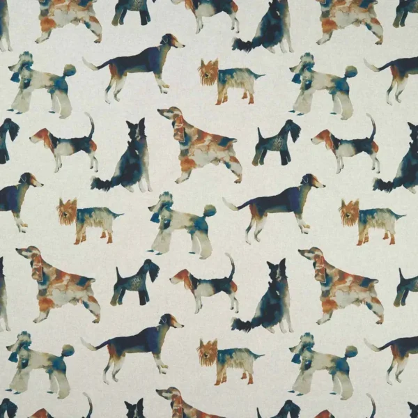 Walkies Fabric - Linen by brown animal printed fabric from Studio G
