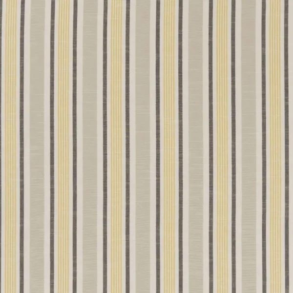 Mappleton Fabric - Ochre by black-grey striped cotton fabric from Studio G