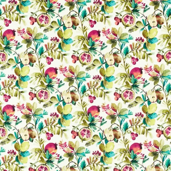 Fruta Fabric - Summer by green botanical cotton fabric from Studio G