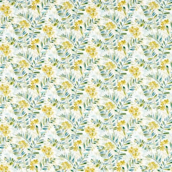 New Grove Fabric - Denim / Citrus swatch