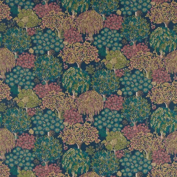 Tatton Fabric - Midnight by green botanical cotton fabric from Studio G