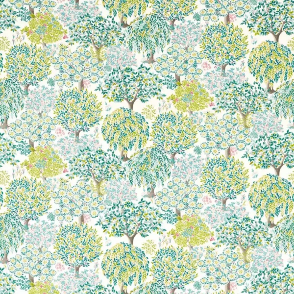 Tatton Fabric - Multi by green botanical cotton fabric from Studio G