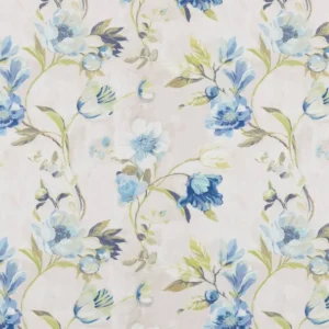 blue botanical cotton fabric from Beaumont Textiles