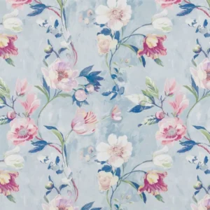 blue botanical cotton fabric from Beaumont Textiles