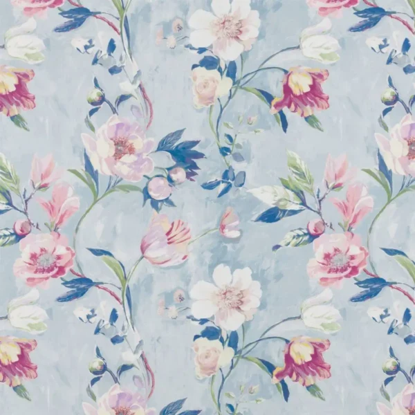 Astley Fabric - Egg Shell by blue botanical cotton fabric from Beaumont Textiles