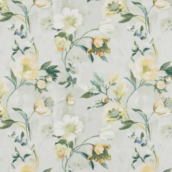 Astley Fabric - Pear by multicolour botanical cotton fabric from Beaumont Textiles