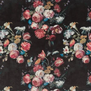 black-grey botanical velvet-chenille fabric from Beaumont Textiles