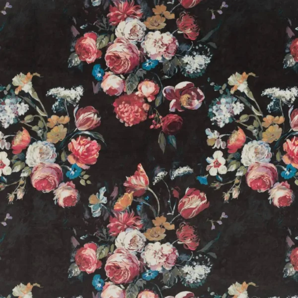 Danbury Fabric - Copper by black-grey botanical velvet-chenille fabric from Beaumont Textiles