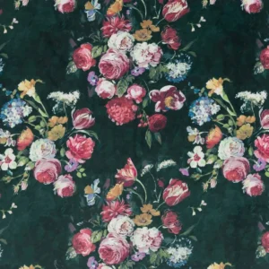 green botanical velvet-chenille fabric from Beaumont Textiles