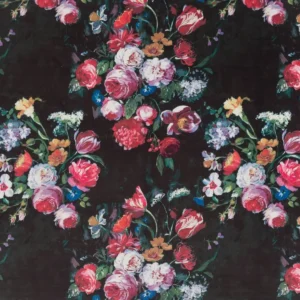 black-grey botanical velvet-chenille fabric from Beaumont Textiles