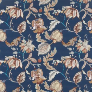 blue botanical printed fabric from Beaumont Textiles