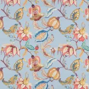 blue botanical printed fabric from Beaumont Textiles