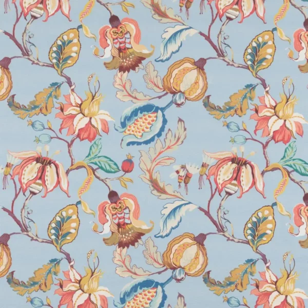 blue botanical printed fabric from Beaumont Textiles