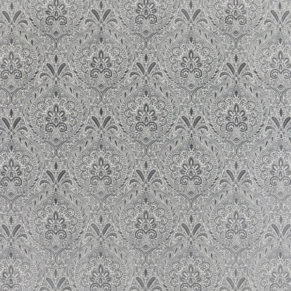 Parthia Fabric - Dove by black-grey botanical woven fabric from Beaumont Textiles
