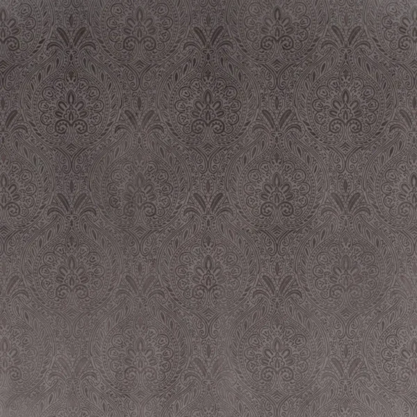 Parthia Fabric - Pewter by black-grey botanical woven fabric from Beaumont Textiles