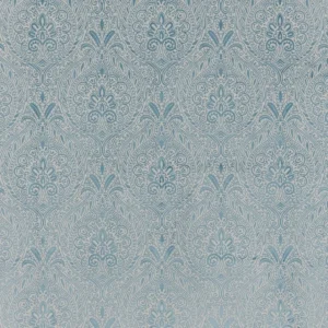 blue botanical woven fabric from Beaumont Textiles