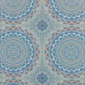 blue botanical cotton fabric from Beaumont Textiles