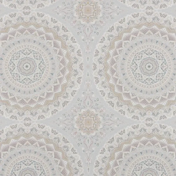 Quetta Fabric - Parchment by multicolour botanical cotton fabric from Beaumont Textiles