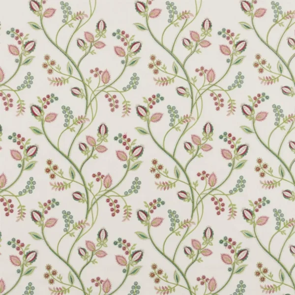 Samlesbury Fabric - Chintz by green botanical cotton fabric from Beaumont Textiles