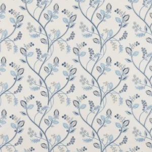 blue botanical cotton fabric from Beaumont Textiles