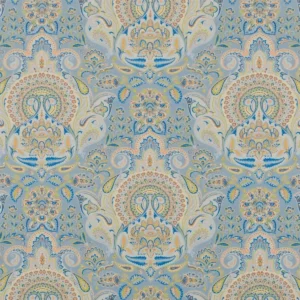 blue botanical cotton fabric from Beaumont Textiles