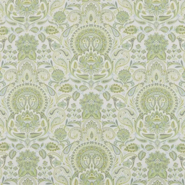 Shiraz Fabric - Pistachio by green botanical cotton fabric from Beaumont Textiles