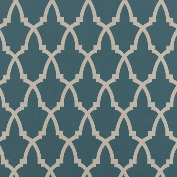 Sibi Fabric - Teal by blue geometric jacquard fabric from Beaumont Textiles