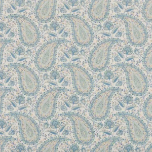blue botanical cotton fabric from Beaumont Textiles