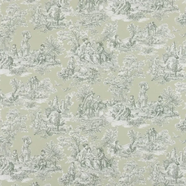 Whistledown Fabric - Pear by green botanical cotton fabric from Beaumont Textiles