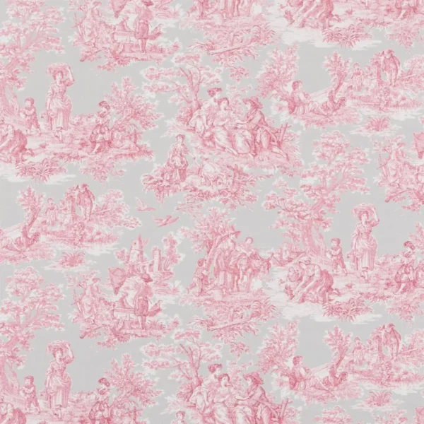 Whistledown Fabric - Rouge by pink botanical cotton fabric from Beaumont Textiles