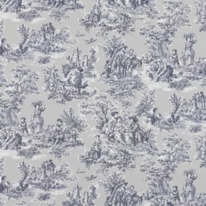 black-grey botanical cotton fabric from Beaumont Textiles