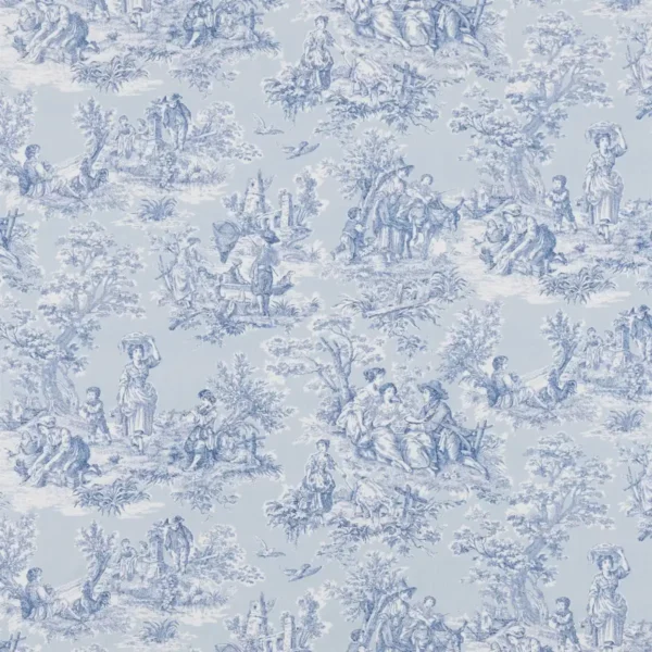 Whistledown Fabric - Wedgewood by blue botanical cotton fabric from Beaumont Textiles