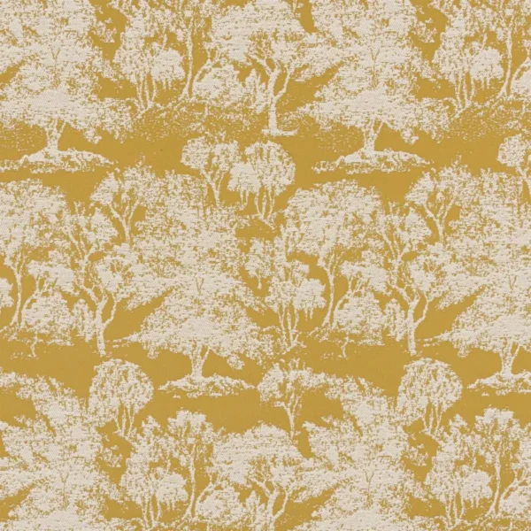 Acacia Fabric - Ochre by yellow botanical jacquard fabric from Beaumont Textiles