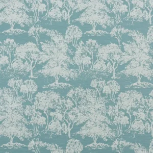 blue botanical jacquard fabric from Beaumont Textiles