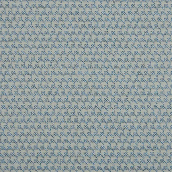 blue geometric woven fabric from Beaumont Textiles
