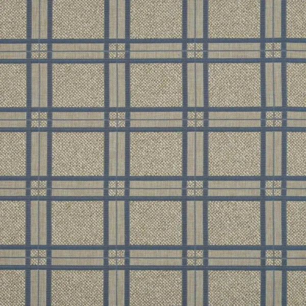 Alexander Fabric - Denim by blue checked woven fabric from Beaumont Textiles