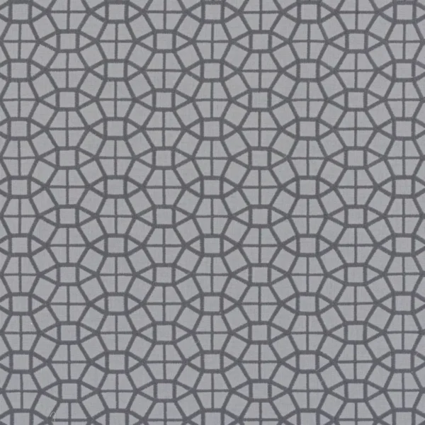 Al-Hasa Fabric - Dove by black-grey geometric cotton fabric from Beaumont Textiles
