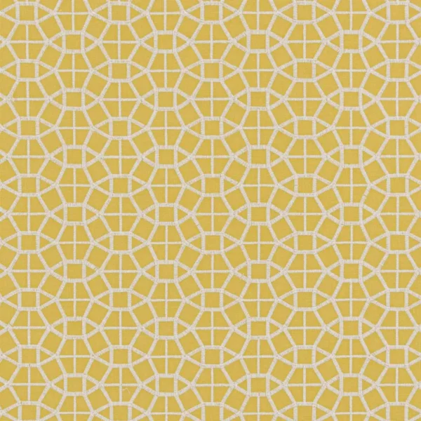 Al-Hasa Fabric - Ochre by yellow geometric cotton fabric from Beaumont Textiles