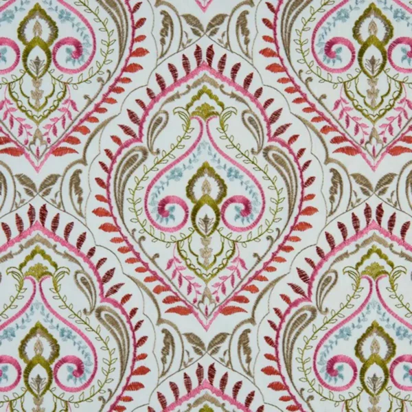 multicolour botanical embroideried fabric from Beaumont Textiles