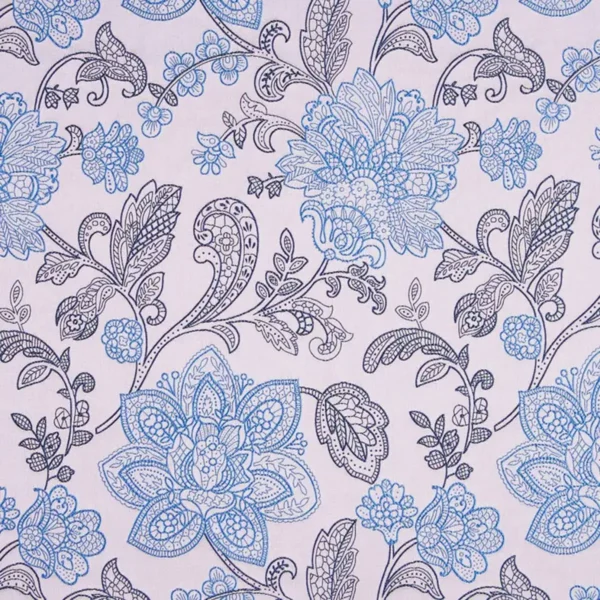 Beauty Fabric - Denim by blue botanical embroideried fabric from Beaumont Textiles