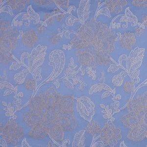 blue botanical embroideried fabric from Beaumont Textiles
