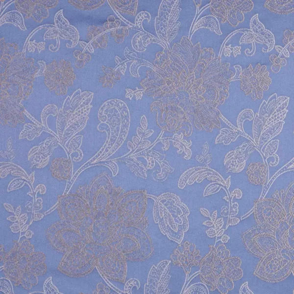 Beauty Fabric - Stone Blue by blue botanical embroideried fabric from Beaumont Textiles